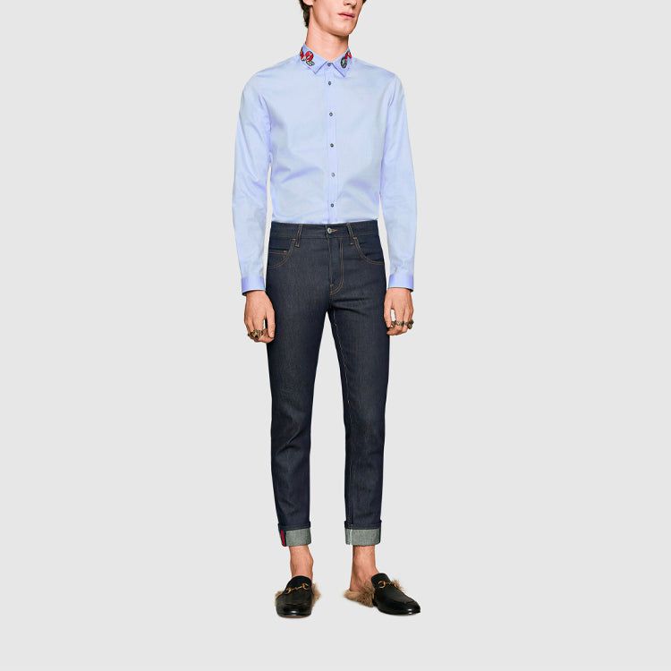 Gucci Oxford Duke Shirt With Kingsnake 'Light Blue' 433550-Z3898-4850 sold by KicksCrew product image thumbnail 4