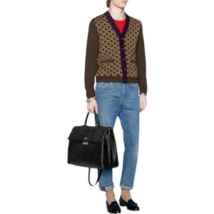 Gucci Square G Tiger Knit Cardigan 'Brown' 522543-X9U22-2097 sold by KicksCrew