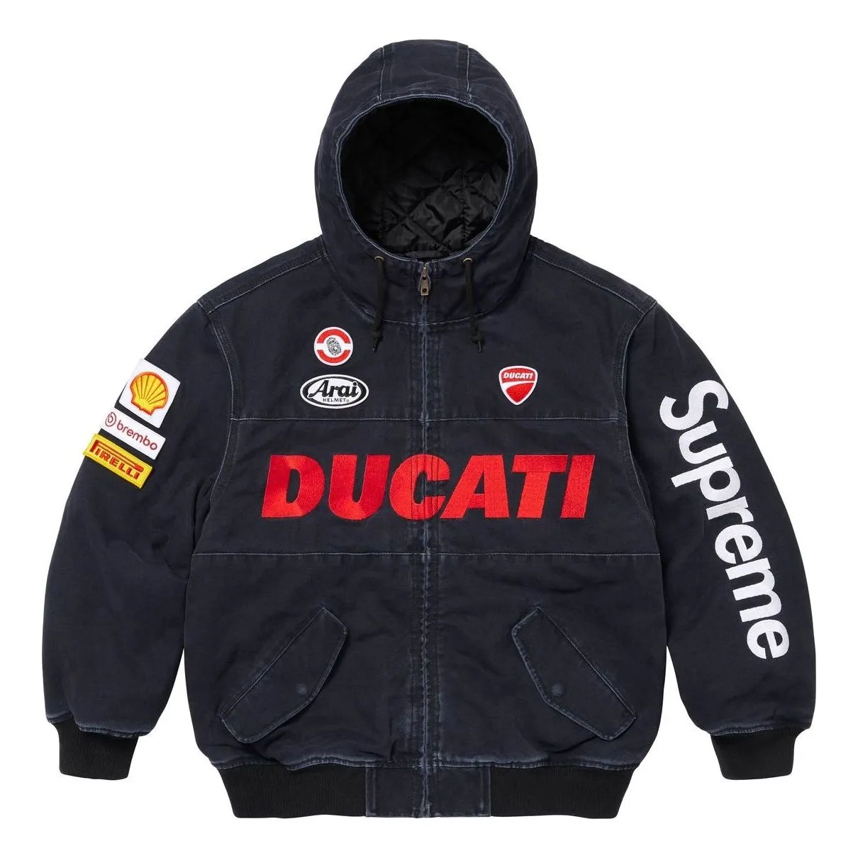 Supreme x DUCATI Hooded Racing Jacket 'Black Red' SUP-SS24-275 sold by KicksCrew