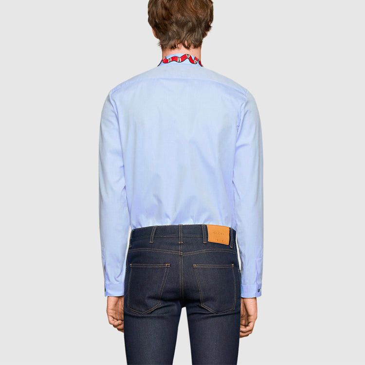 Gucci Oxford Duke Shirt With Kingsnake 'Light Blue' 433550-Z3898-4850 sold by KicksCrew product image thumbnail 3