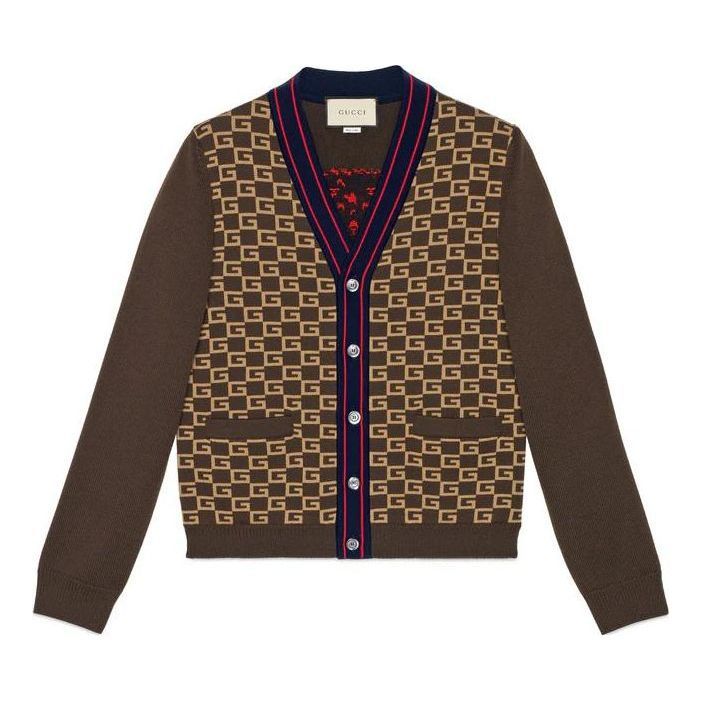 Gucci Square G Tiger Knit Cardigan 'Brown' 522543-X9U22-2097 sold by KicksCrew