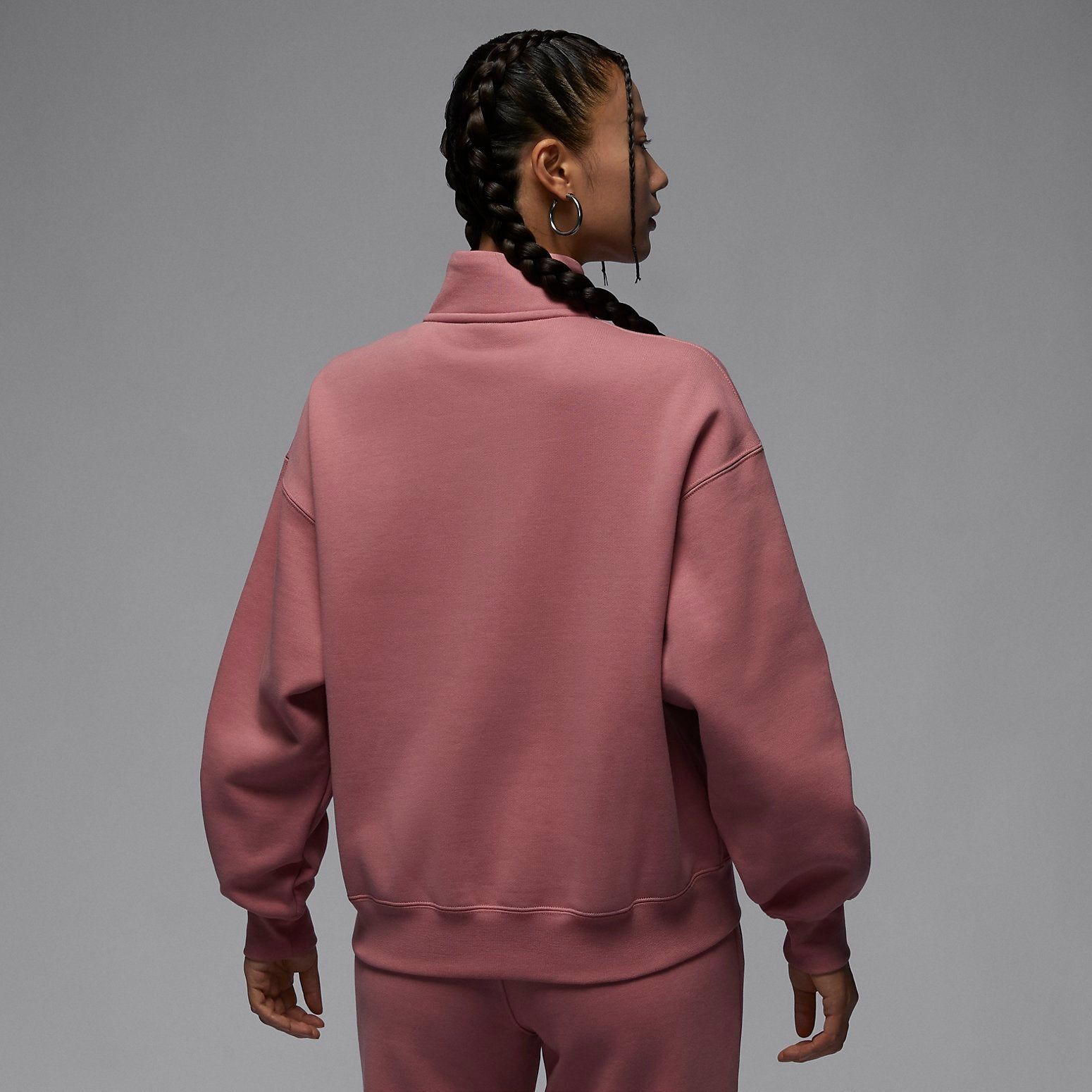 (WMNS) Air Jordan Brand Fleece Quarter Zip 'Stardust Red' FD7222-618 sold by KicksCrew product image thumbnail 3