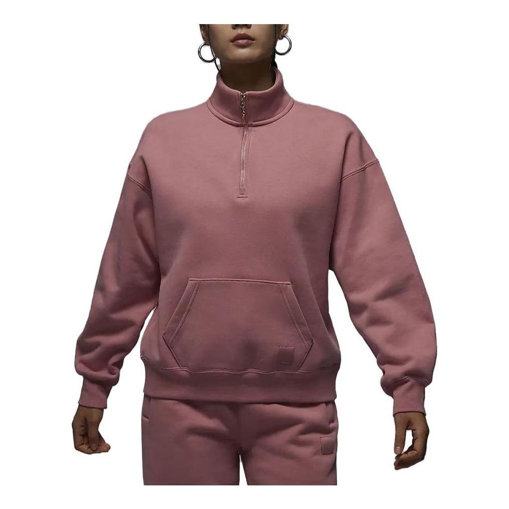 (WMNS) Air Jordan Brand Fleece Quarter Zip 'Stardust Red' FD7222-618 sold by KicksCrew