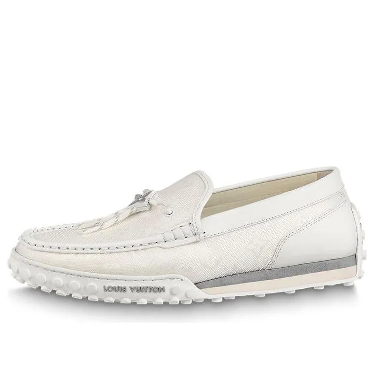 LOUIS VUITTON Racer Moccasins Shoes 'White Mesh Monogram' 1ABMLG sold by KicksCrew