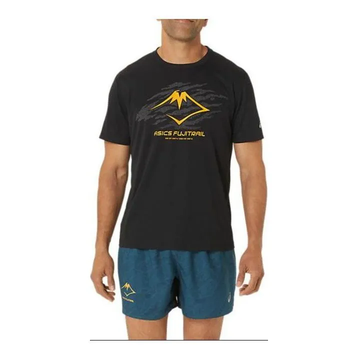 ASICS Fujitrail Logo T-shirt 'Black Yellow' 2011C981-001 sold by KicksCrew