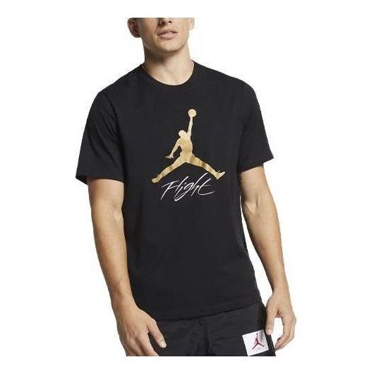 Air Jordan Jumpman Flight Logo T-Shirt 'Black Gold' AO0664-011 sold by KicksCrew
