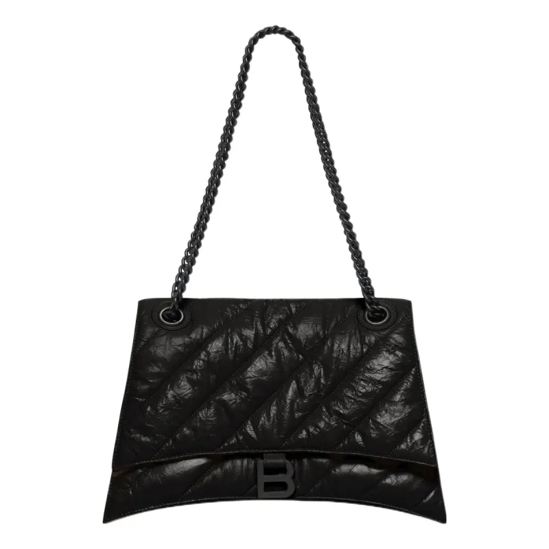 (WMNS) Balenciaga Crush Medium Chain Bag Quilted 'Black' 716393210IY1000 sold by KicksCrew