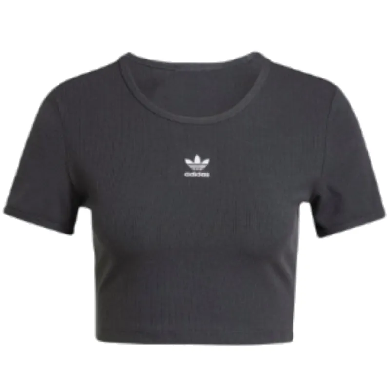(WMNS) adidas Essentials Ribbed T-Shirt 'Black; Asia Sizing IY9666 sold by KicksCrew