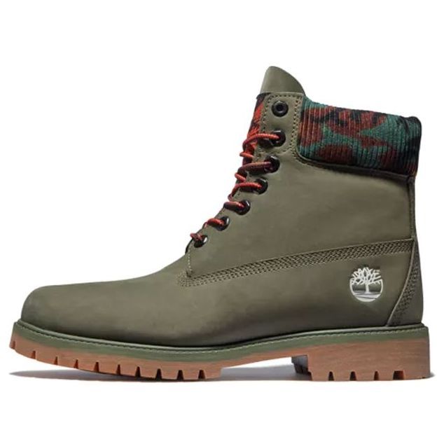 Timberland 6 Inch Premium Boot 'Dark Green Nubuck with Camouflage Collar' A2KC5A58 sold by KicksCrew