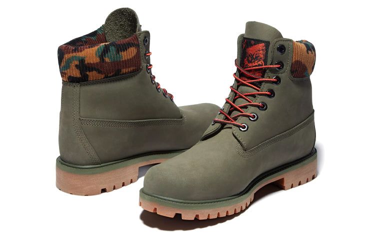 Timberland 6 Inch Premium Boot 'Dark Green Nubuck with Camouflage Collar' A2KC5A58 sold by KicksCrew product image thumbnail 5