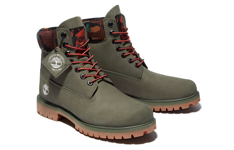 Timberland 6 Inch Premium Boot 'Dark Green Nubuck with Camouflage Collar' A2KC5A58 sold by KicksCrew product image thumbnail 4
