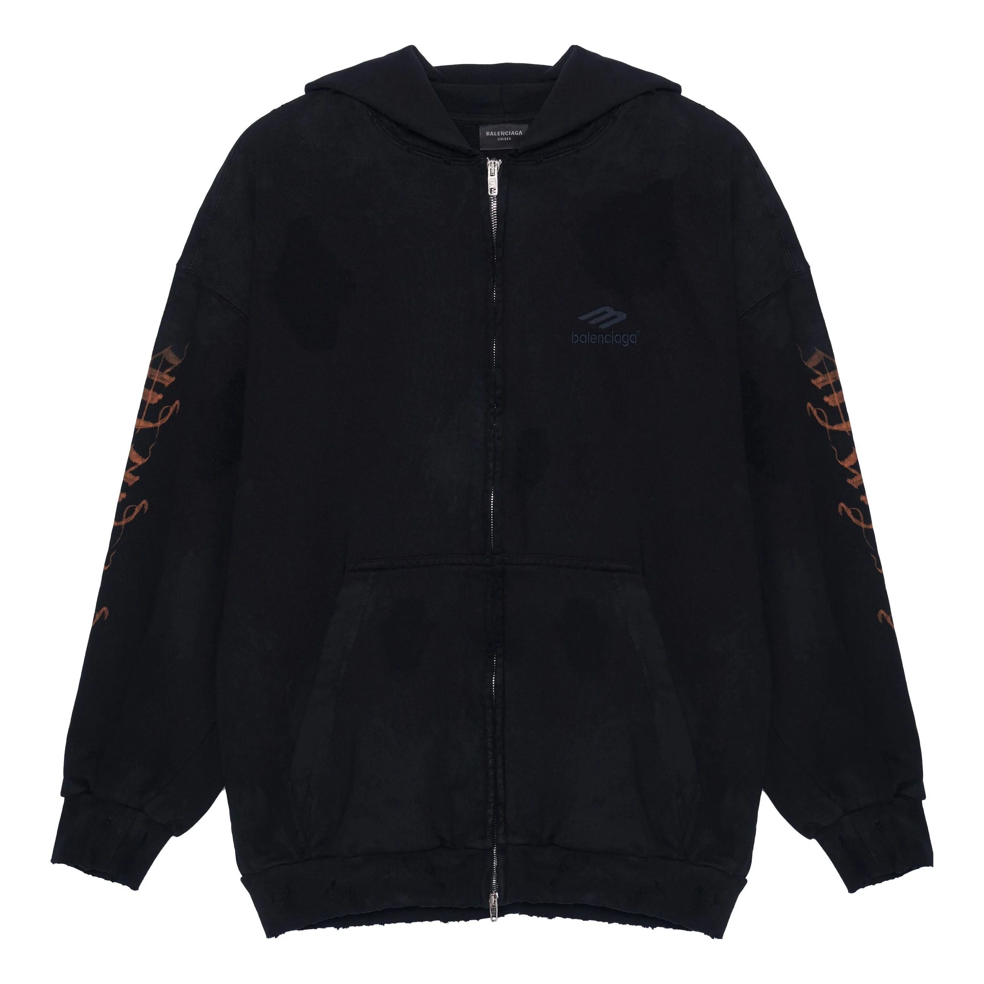 Balenciaga Heavy Metal Zip-Up Hoodie Small Fit 'Black Faded' 744454TOVD81055 sold by KicksCrew