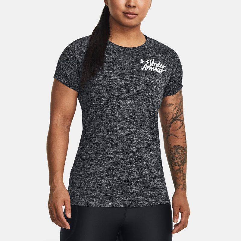 (WMNS) Under Armour Tech Twist Graphic Short Sleeve T-Shirt 'Dark Grey' 1379489-001 sold by KicksCrew product image thumbnail 3