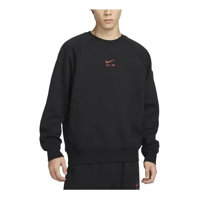 Nike Air Fleece Crewneck 'Black Red' FB7204-010 sold by KicksCrew