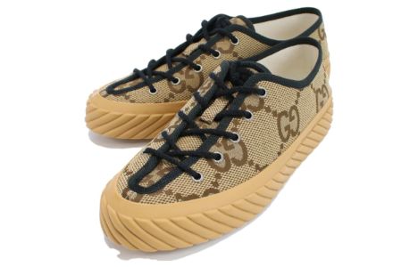 GUCCI Maxi GG Lace-Up Sneakers 'Beige Black' 703031-UKOH0-2590 sold by KicksCrew