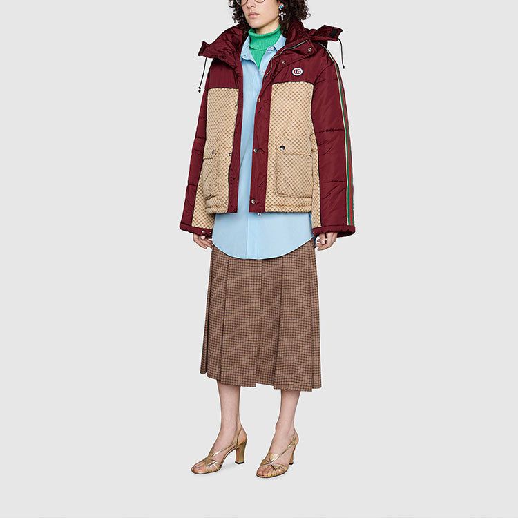 (WMNS) Gucci GG Parachute Nylon Padded Jacket 'Beige Burgundy' 663279-ZAHB8-6705 sold by KicksCrew product image thumbnail 5