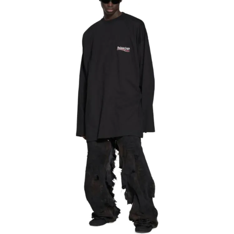 Balenciaga Political Campaign Long Sleeve T-Shirt Large Fit 'Black' 681046TKVJ11070 sold by KicksCrew product image thumbnail 3