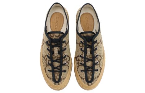 GUCCI Maxi GG Lace-Up Sneakers 'Beige Black' 703031-UKOH0-2590 sold by KicksCrew