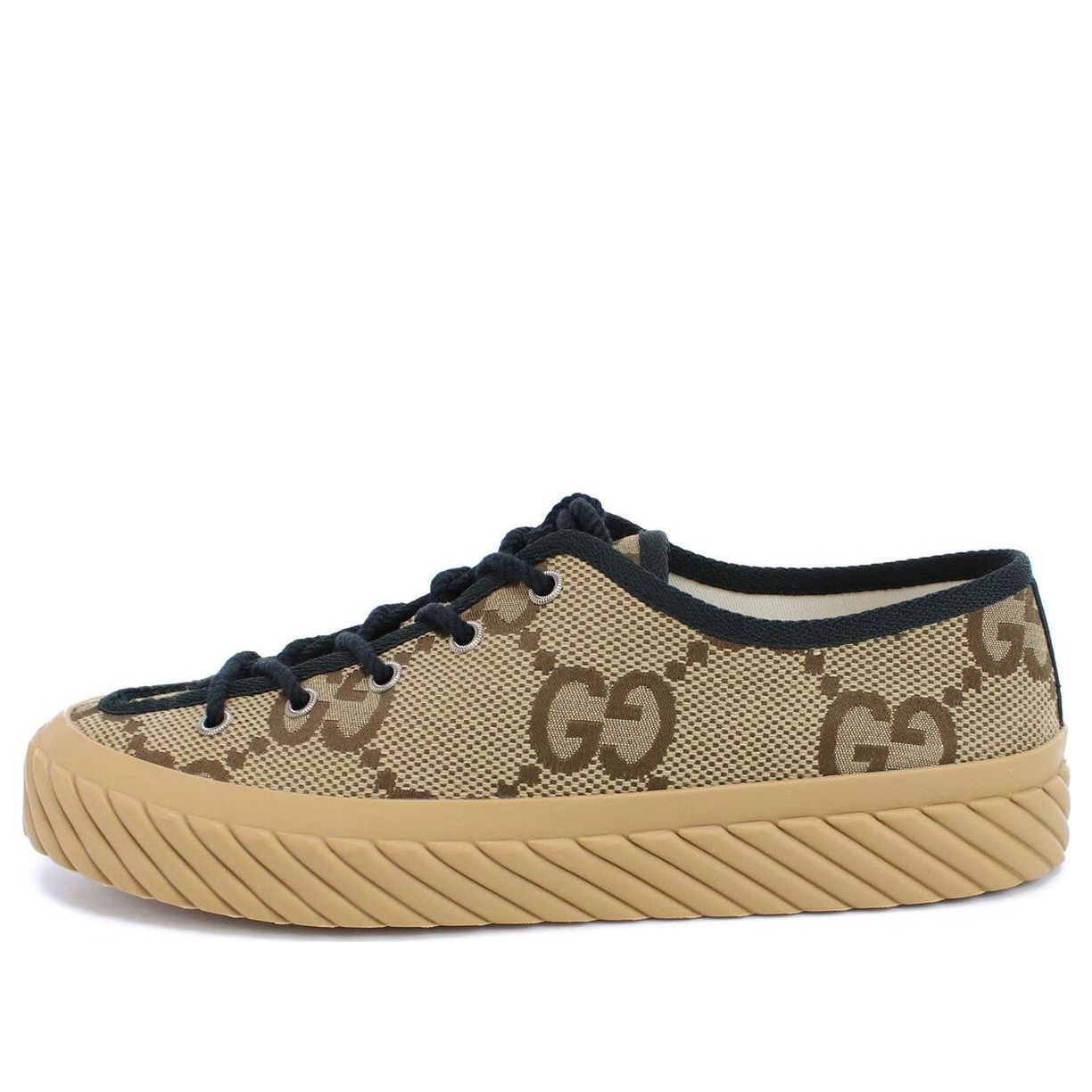 GUCCI Maxi GG Lace-Up Sneakers 'Beige Black' 703031-UKOH0-2590 sold by KicksCrew