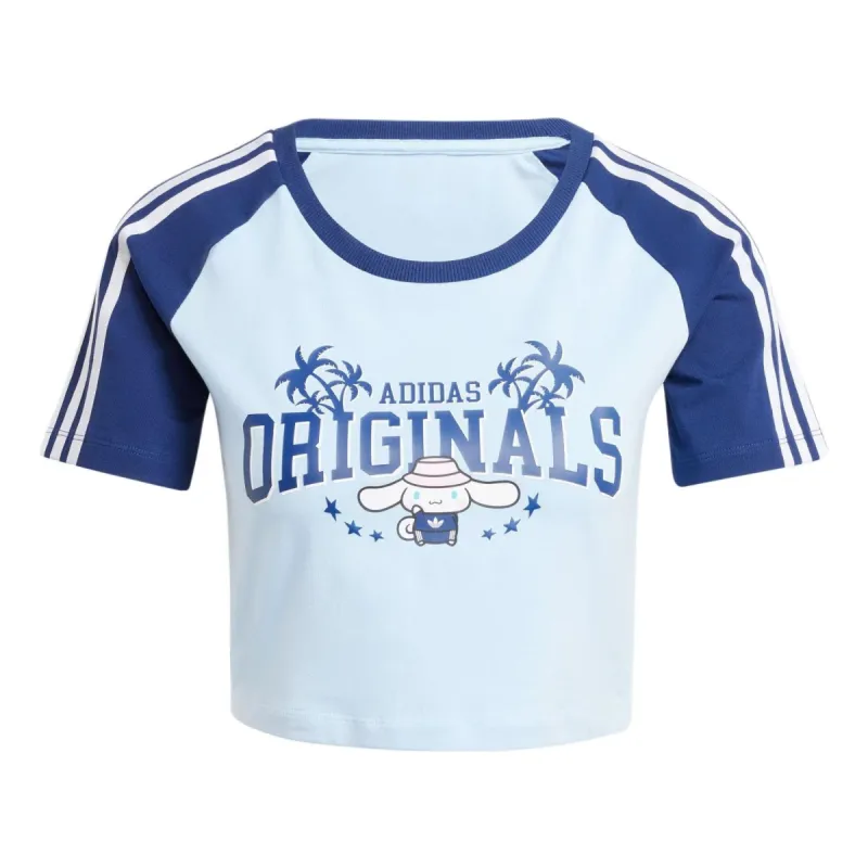 (WMNS) adidas Originals x Hello Kitty Graphic T-shirt 'Blue' JH3175 sold by KicksCrew