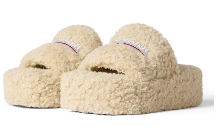 (WMNS) Balenciaga Platform Furry Slides 'Beige' 762826W2DO19796 sold by KicksCrew product image thumbnail 3