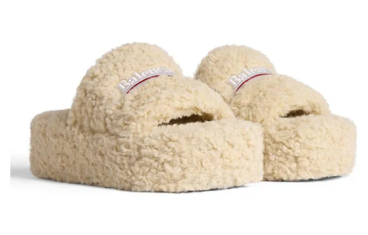 (WMNS) Balenciaga Platform Furry Slides 'Beige' 762826W2DO19796 sold by KicksCrew product image thumbnail 4