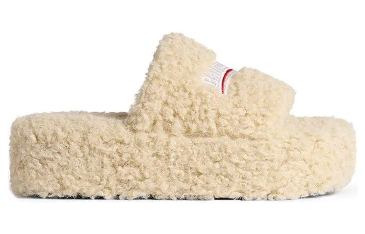 (WMNS) Balenciaga Platform Furry Slides 'Beige' 762826W2DO19796 sold by KicksCrew product image thumbnail 2