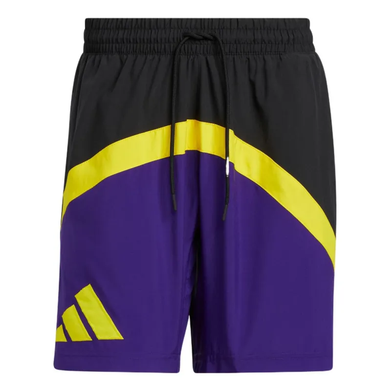 adidas Galaxy Basketball shorts 'Purple Black Yellow' HK9465 sold by KicksCrew