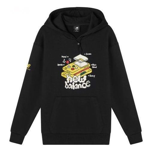 New Balance Graphic Print Hoodie 'Black White' AMT11336-BK sold by KicksCrew