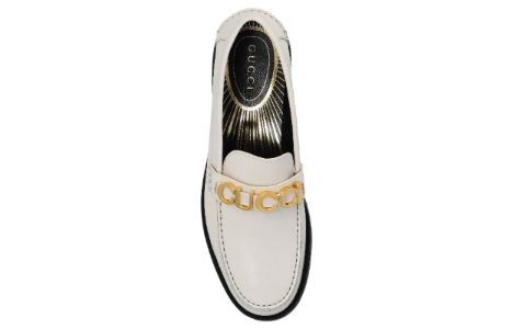 (WMNS) Gucci Loafer with Metal Gucci logo 'White' 700036-D3V00-9022 sold by KicksCrew