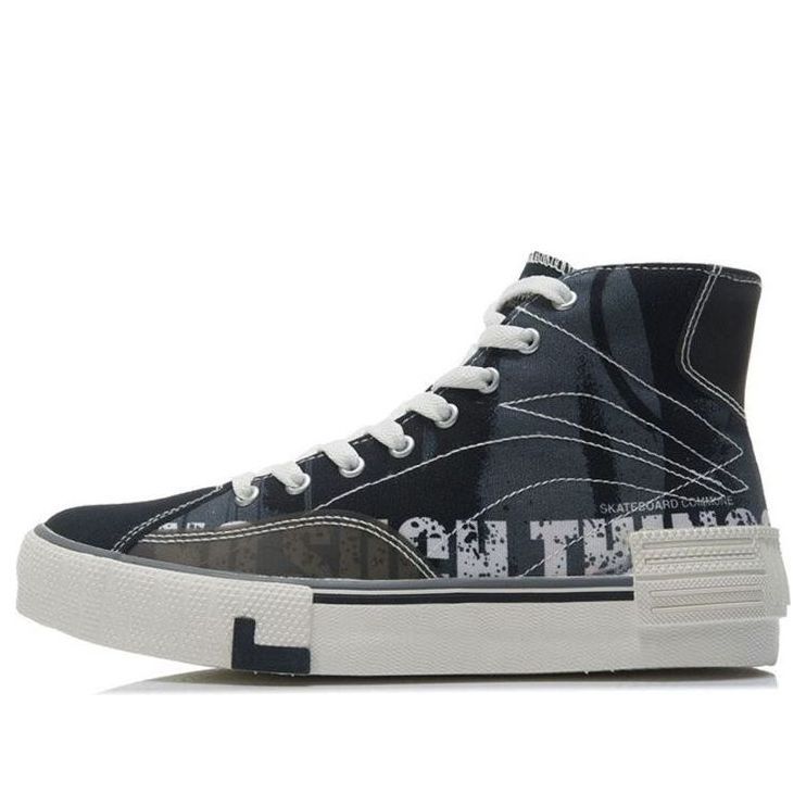 (WMNS) Li-Ning Lifestyle High Top Skate Shoes 'Black White' AETR002-1 sold by KicksCrew