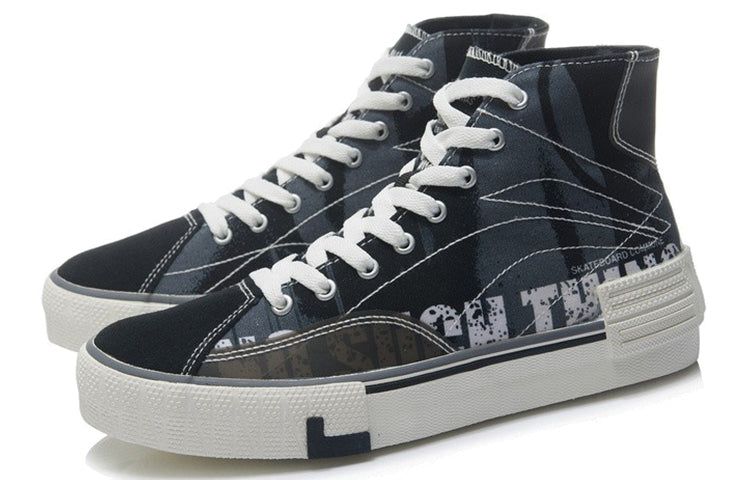 (WMNS) Li-Ning Lifestyle High Top Skate Shoes 'Black White' AETR002-1 sold by KicksCrew product image thumbnail 3