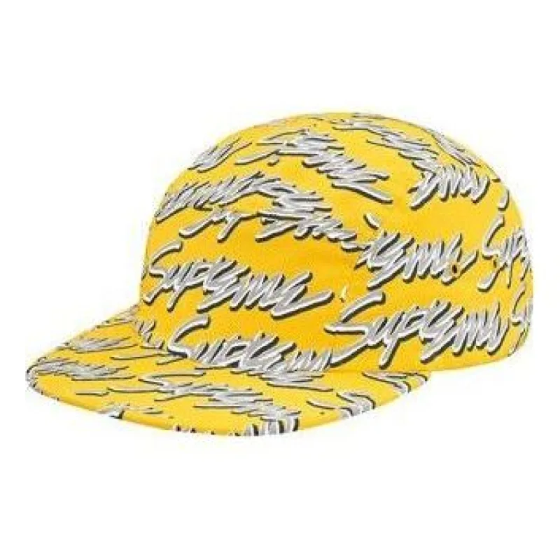 Supreme Signature Script Logo Camp Cap 'Yellow White' SUP-SS19-148 sold by KicksCrew