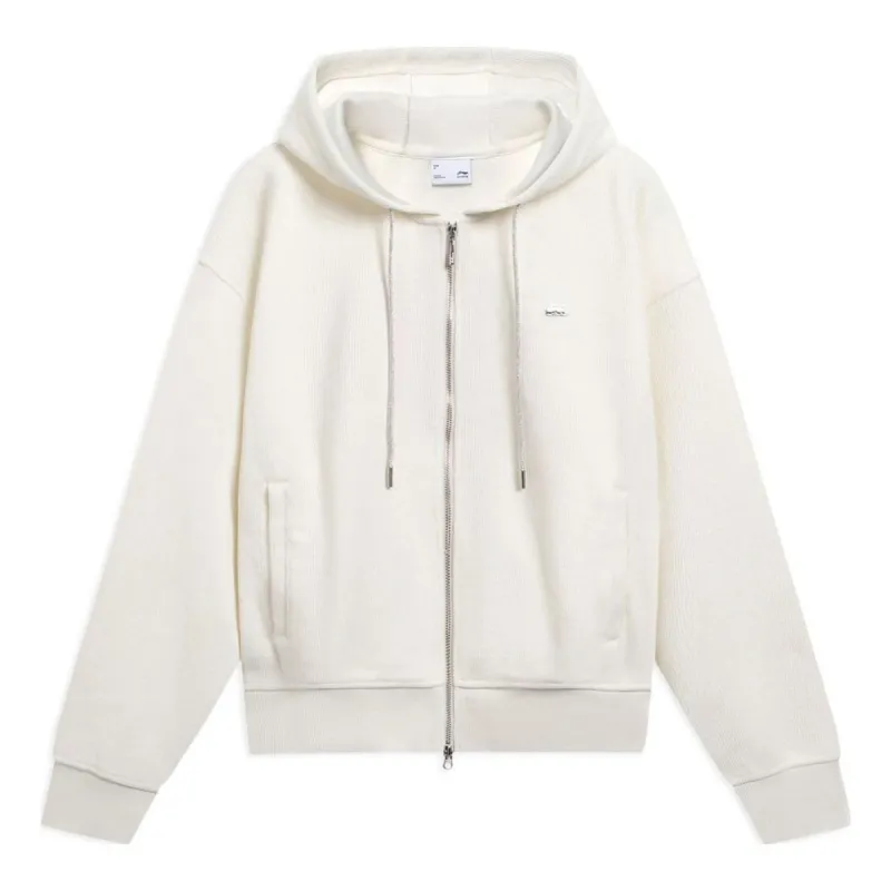 (WMNS) Li-Ning Basic Logo Hooded Jacket 'Beige' AWDT022-1 sold by KicksCrew