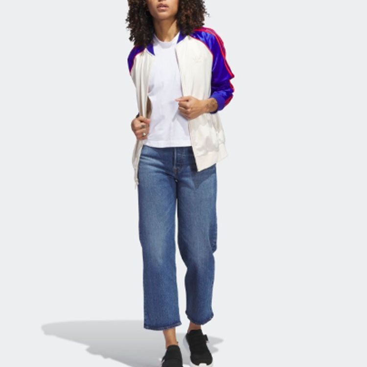 (WMNS) Adidas Satin SST Track Jackets 'White Purple' IC5226 sold by KicksCrew product image thumbnail 3
