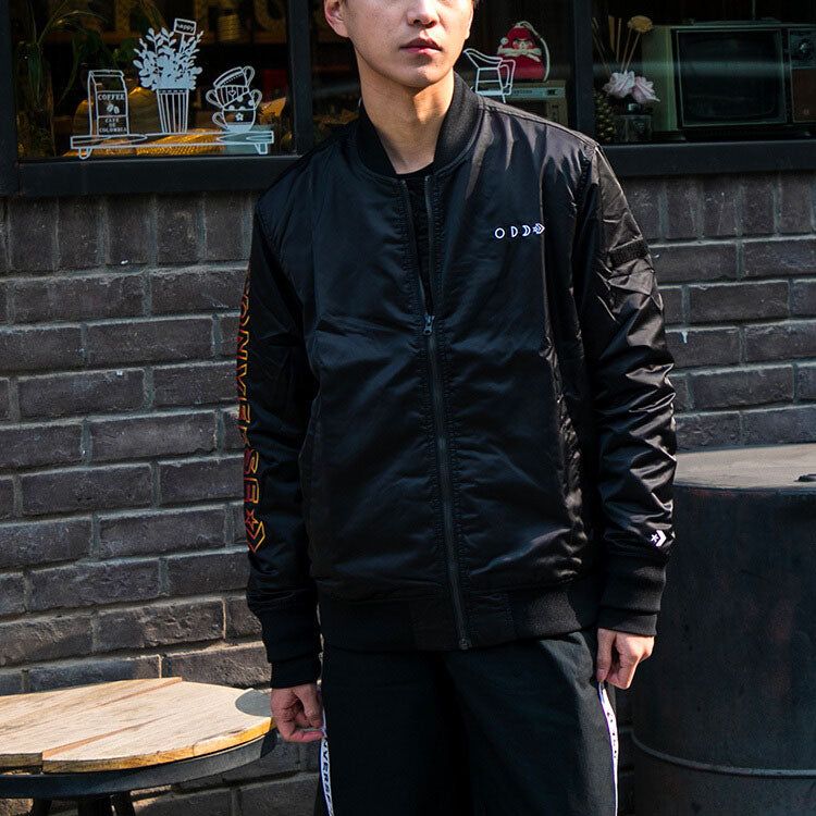 Converse Casual Sports Stand Collar Baseball Jacket 'Black' 10007769-A01 sold by KicksCrew product image thumbnail 3