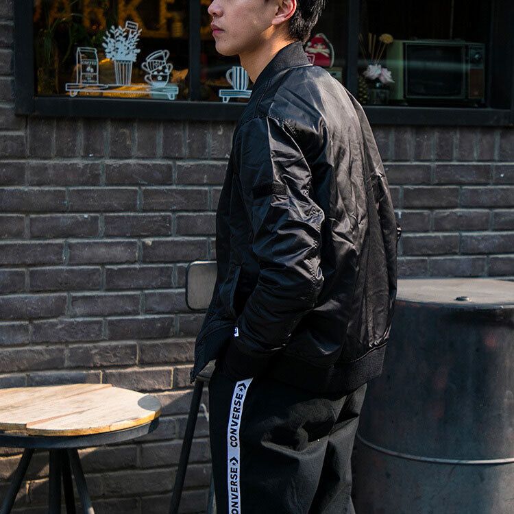 Converse Casual Sports Stand Collar Baseball Jacket 'Black' 10007769-A01 sold by KicksCrew product image thumbnail 5