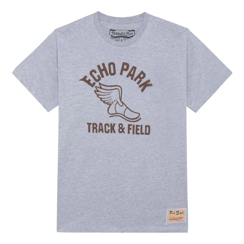 Mitchell & Ness x Fred Segal Echo Park Track T-shirt 'Grey' BMTRDD20071-MNNWHIT sold by KicksCrew