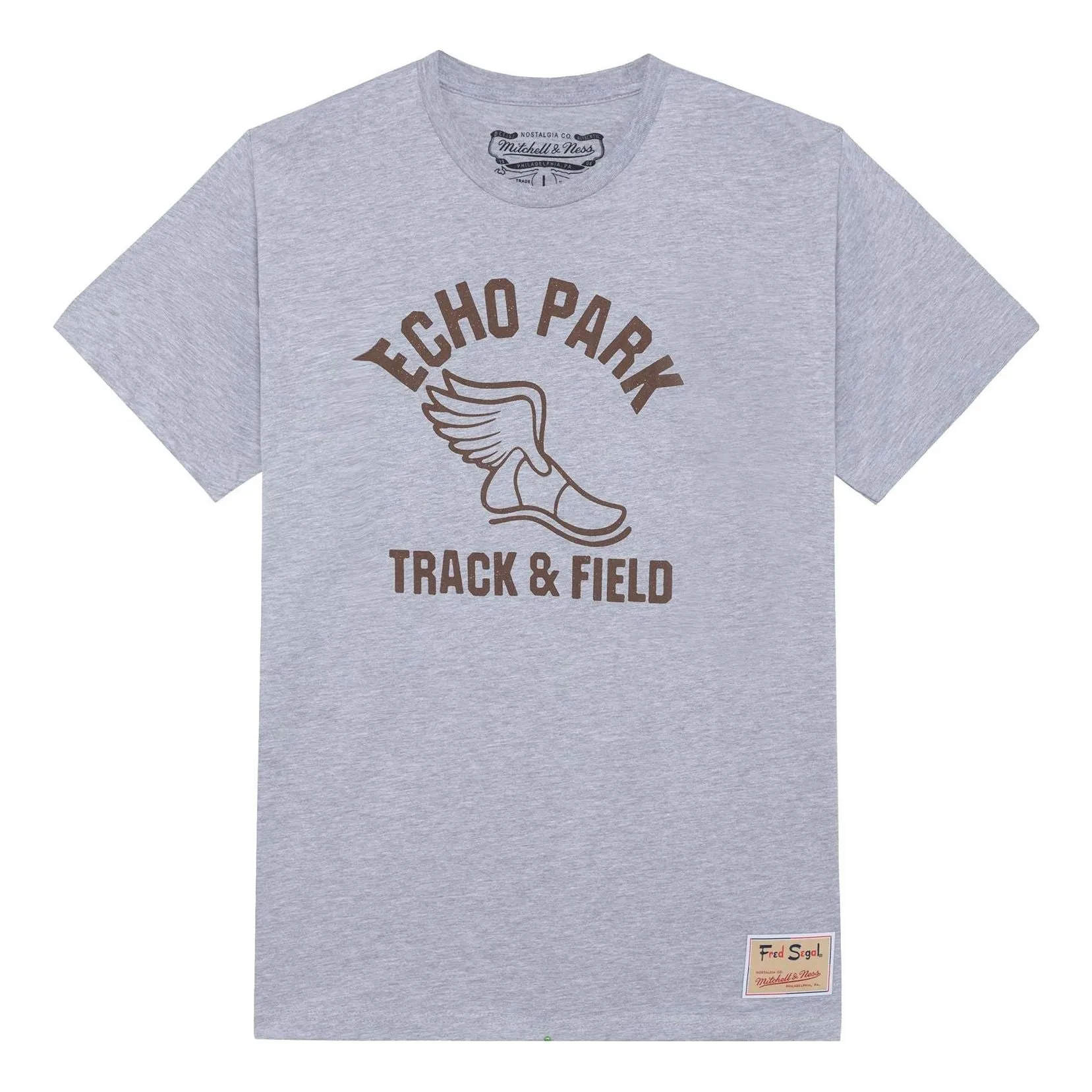 Mitchell & Ness x Fred Segal Echo Park Track T-shirt 'Grey' BMTRDD20071-MNNWHIT sold by KicksCrew