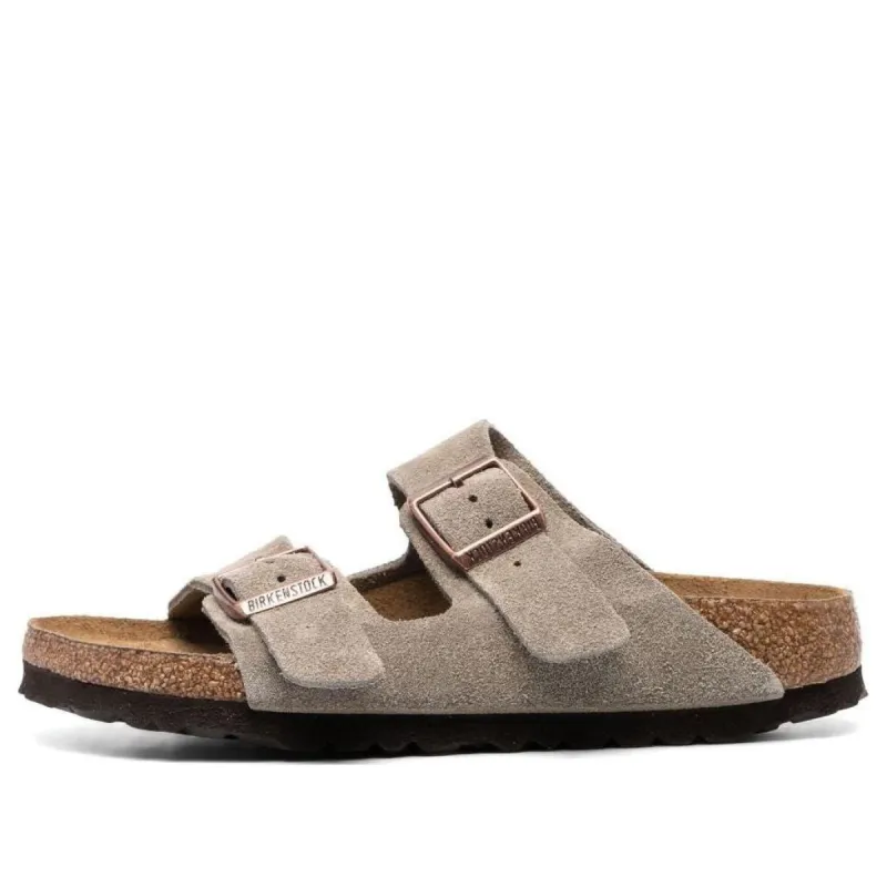 Birkenstock Arizona Soft Footbed Suede Leather Narrow Fit Sandals 'Taupe' 0951303 sold by KicksCrew