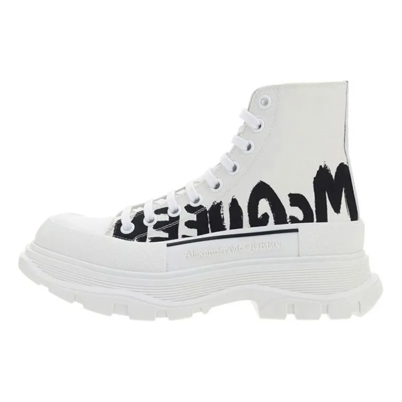 Alexander McQueen Tread Slick Logo Printed Sneakers 'White Black' 682420W4RQ29356 sold by KicksCrew