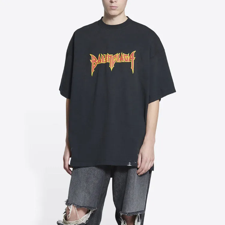 Balenciaga Metallica Short Sleeve T-Shirt Oversized Fit 'Black Orange' 694576TMV881055 sold by KicksCrew product image thumbnail 3
