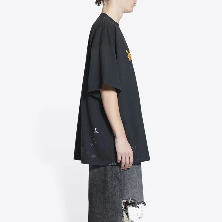 Balenciaga Metallica Short Sleeve T-Shirt Oversized Fit 'Black Orange' 694576TMV881055 sold by KicksCrew product image thumbnail 5