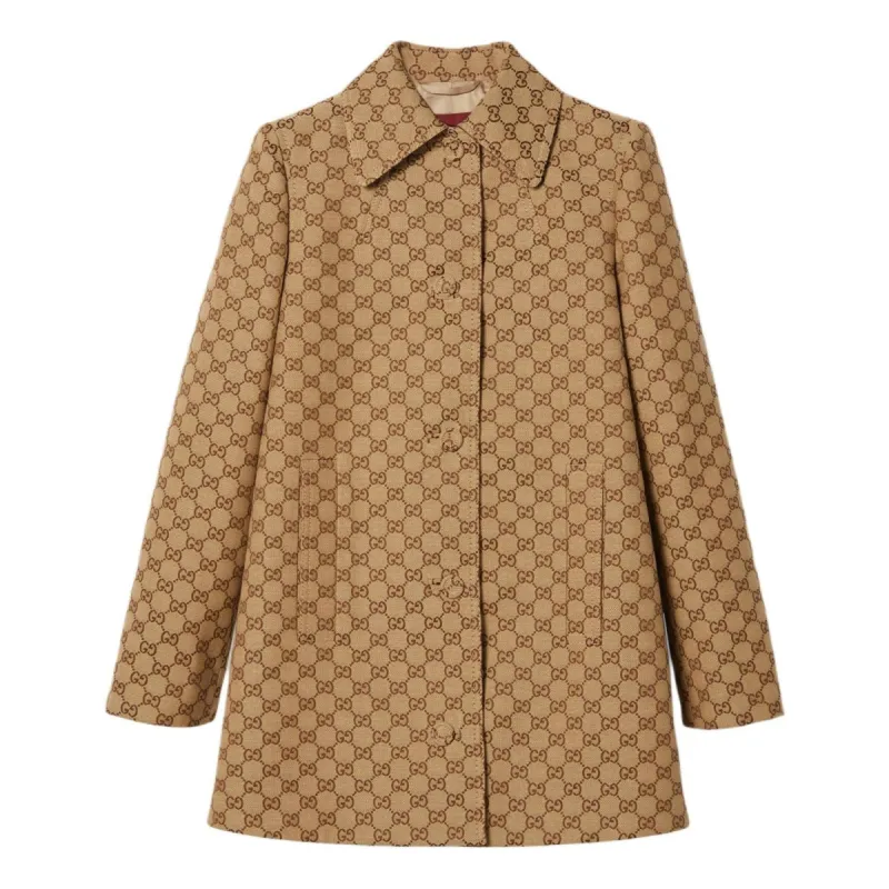 (WMNS) Gucci GG Canvas Coat 'Beige Brown' 788387-Z8BSO-2190 sold by KicksCrew
