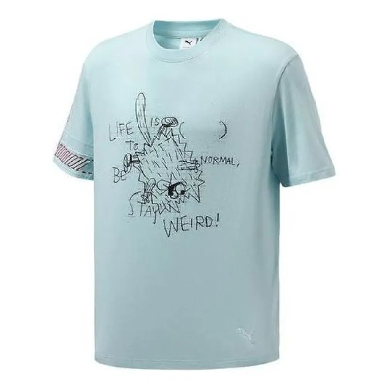 Puma x Michael Lau Graphic Short T-Shirt 'Blue Black' 531318-50 sold by KicksCrew