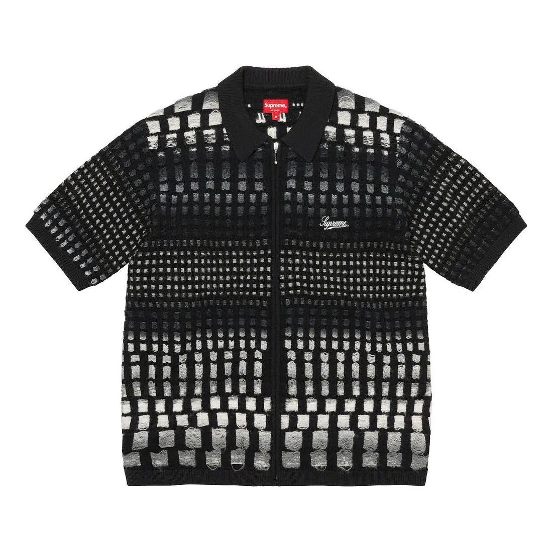 Supreme Gradient Grid Zip Up Polo 'Black White' SUP-SS23-216 sold by KicksCrew