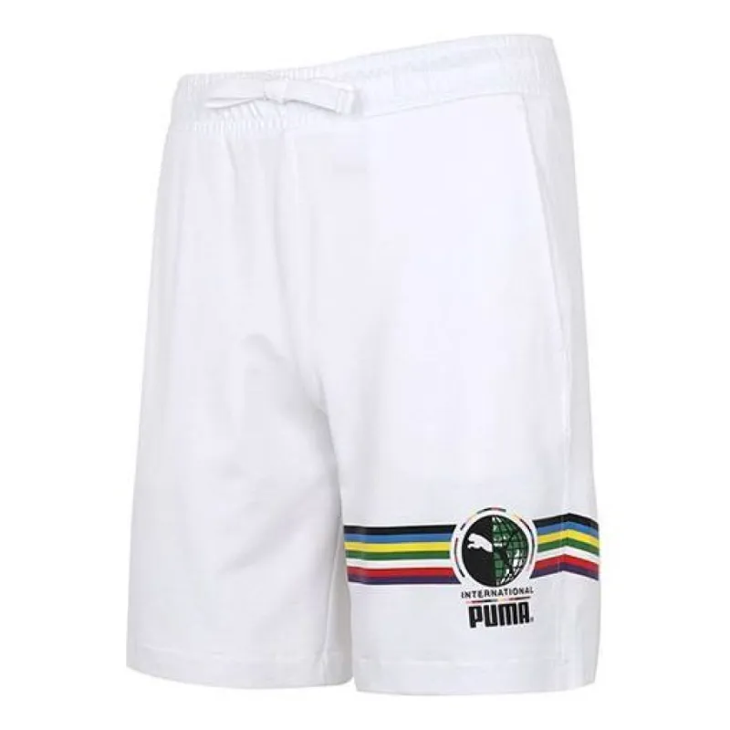 Puma INTL Graphic Shorts 'White Black' 531308-02 sold by KicksCrew
