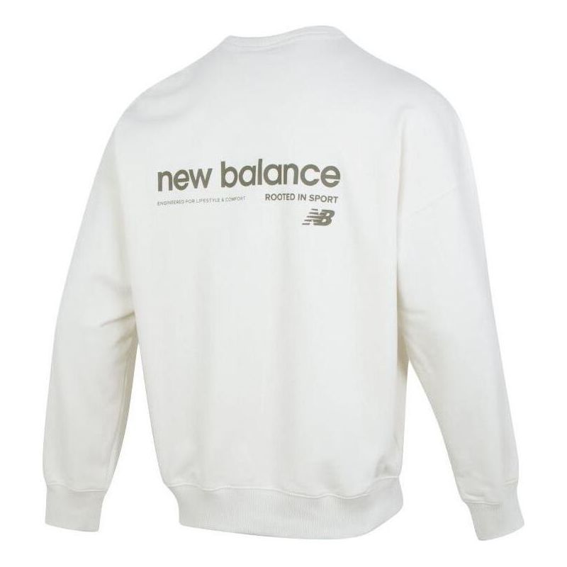 New Balance Linear Heritage Brushed Back Fleece Crewneck Sweatshirt 'White' AMT41330-CIC sold by KicksCrew
