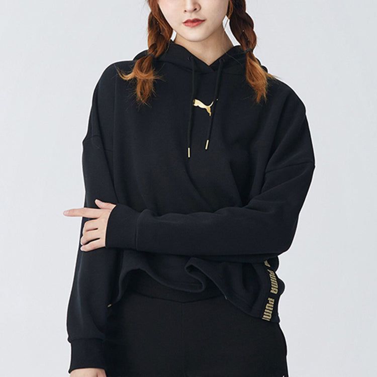 (WMNS) Puma Metallic Nights Hoodie 'Black Gold' 587148-01 sold by KicksCrew product image thumbnail 3
