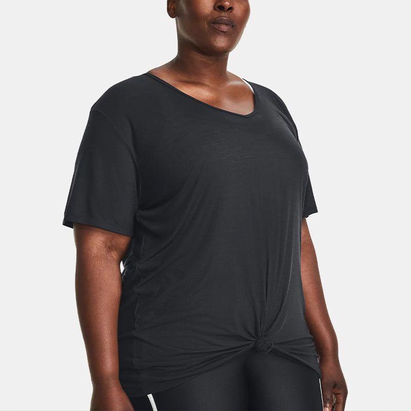 (WMNS) Under Armour Project Rock Completer Deep V T-shirt 'Black' 1380335-001 sold by KicksCrew product image thumbnail 3
